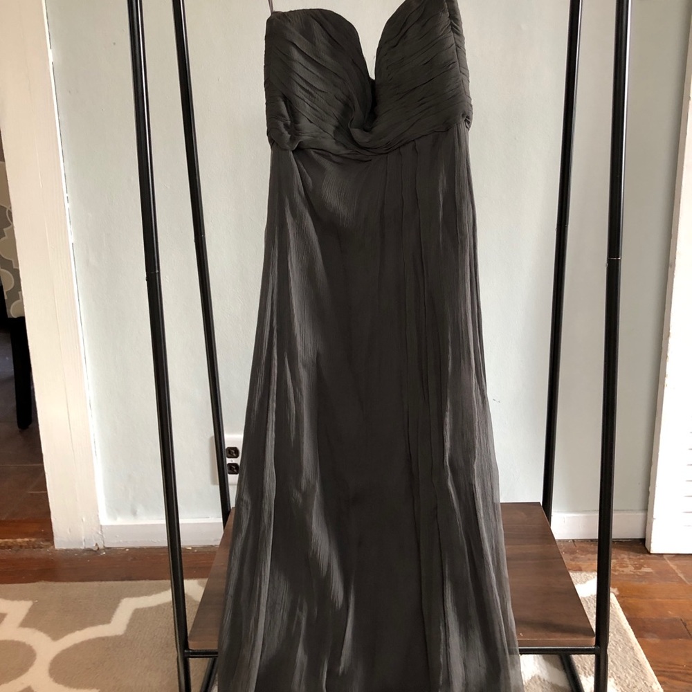 Amsale 04 grey strapless bridal dress